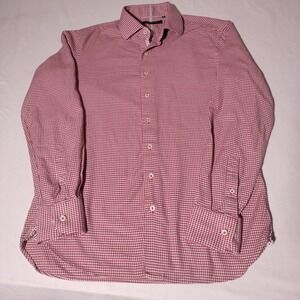 Hammer Made Dress/Work Mens Slim 41/16 Red White Cotton Button Up